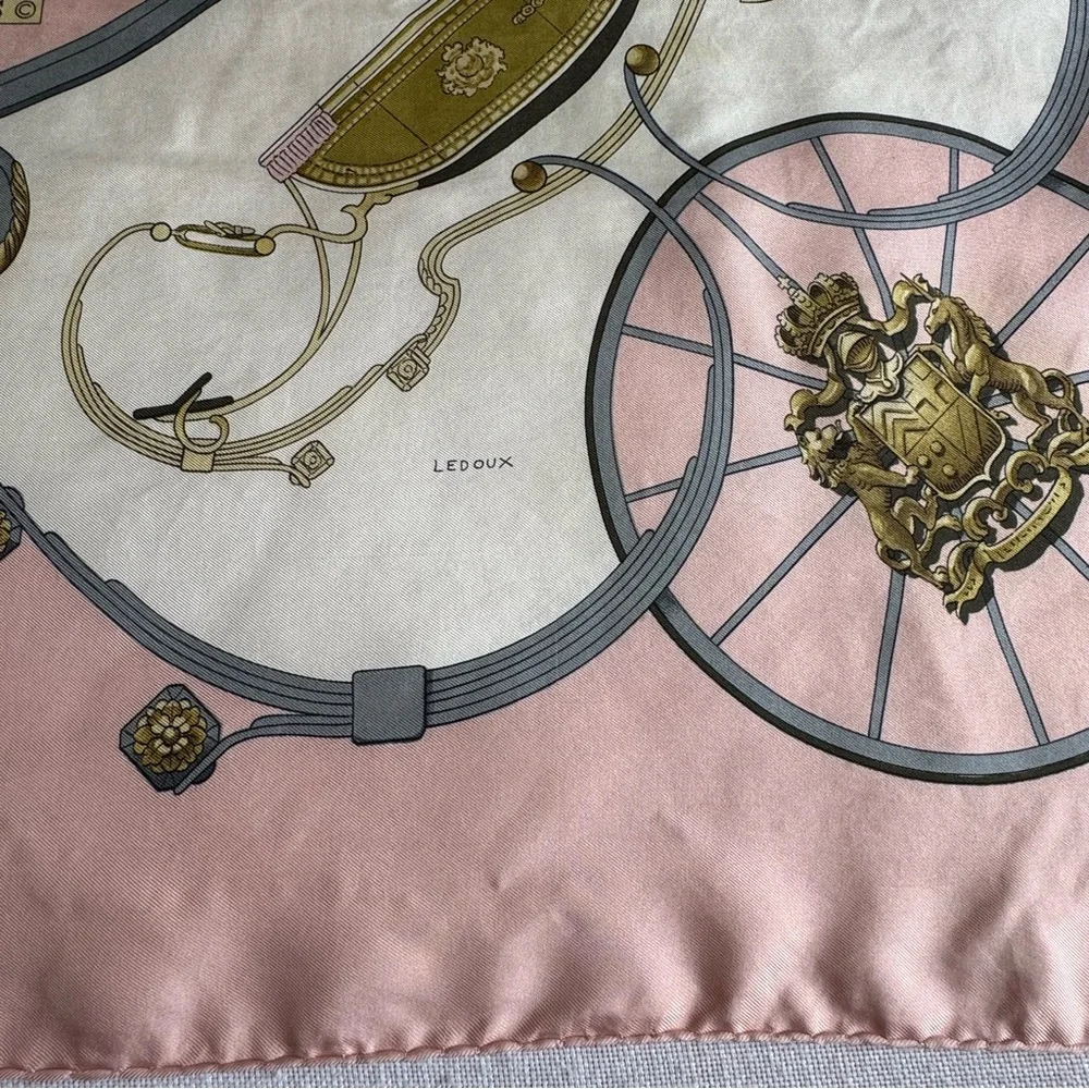 •Hermes Springs Vintage Signed Silk Scarf by Philippe LeDoux Hand-rolled 34”x35”